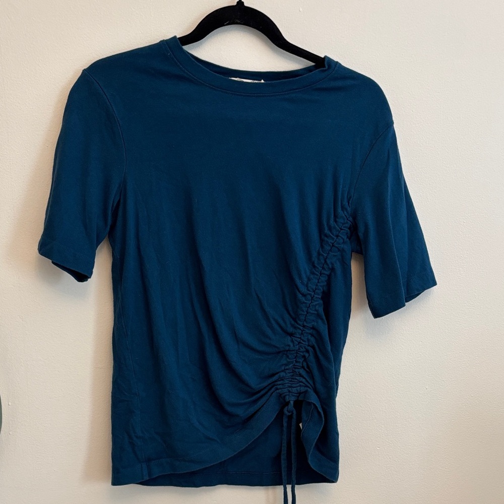Everleigh Cinched Side Drawstring Tee – Blue – Size S (Anthro)
